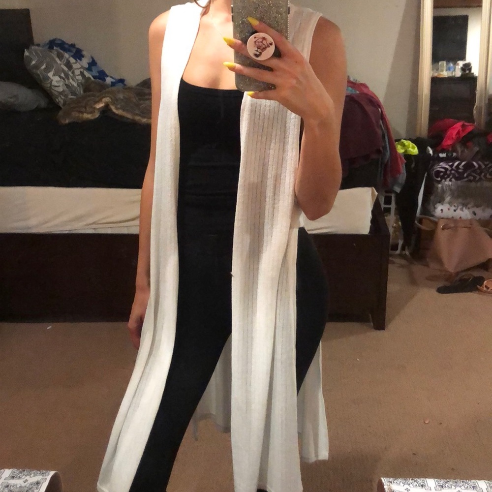 White tank top cardigan.